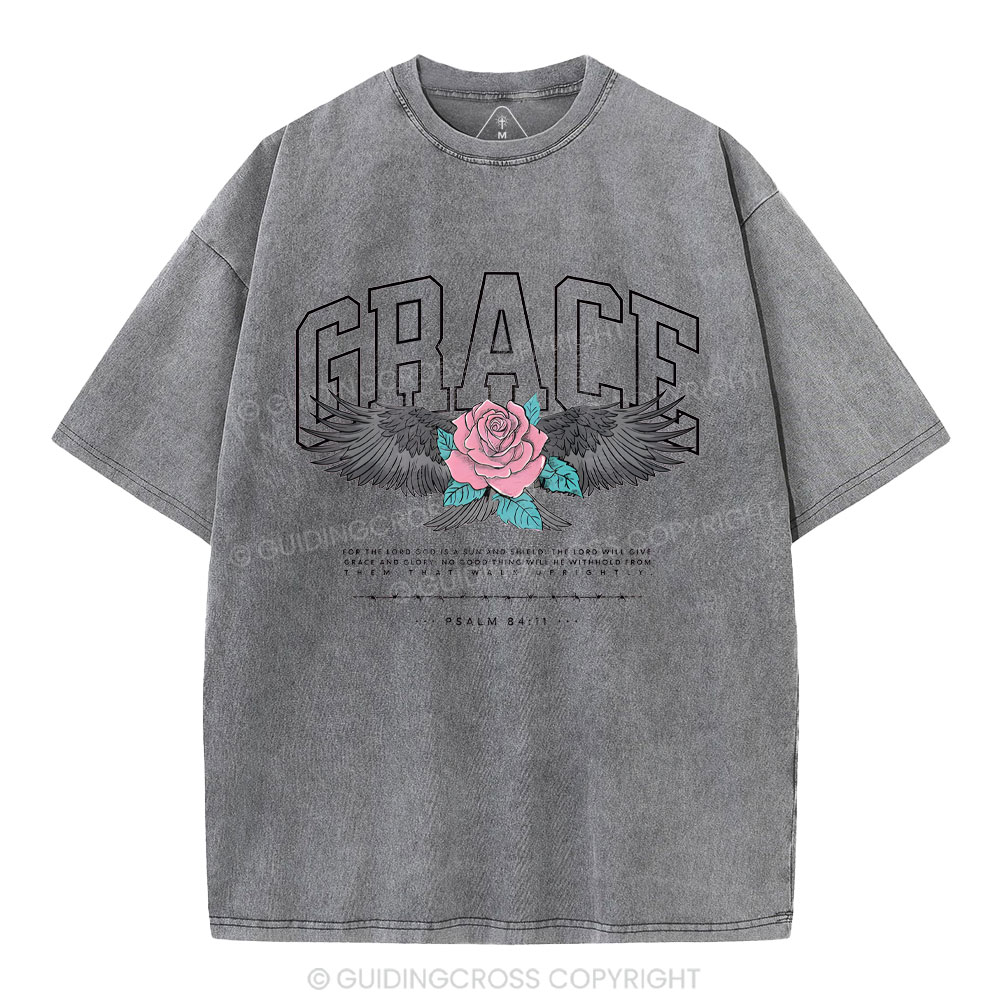Grace With Flower Christian Washed T-Shirt