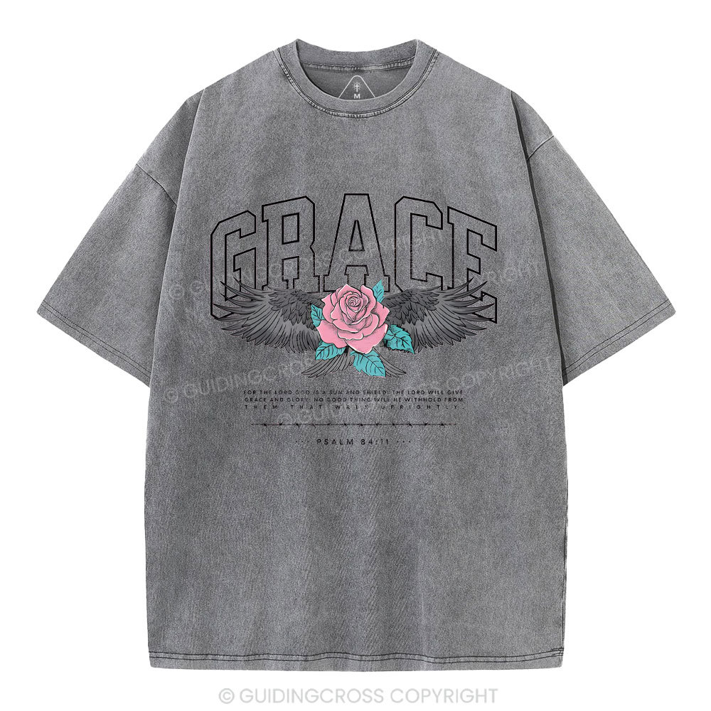 Grace With Flower Christian Washed T-Shirt