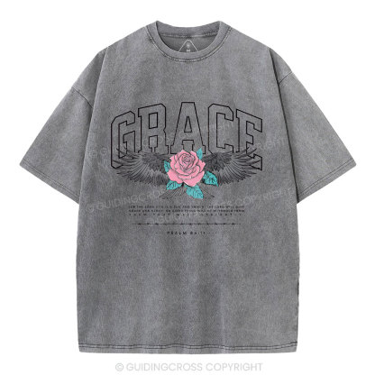 Grace With Flower Christian Washed T-Shirt
