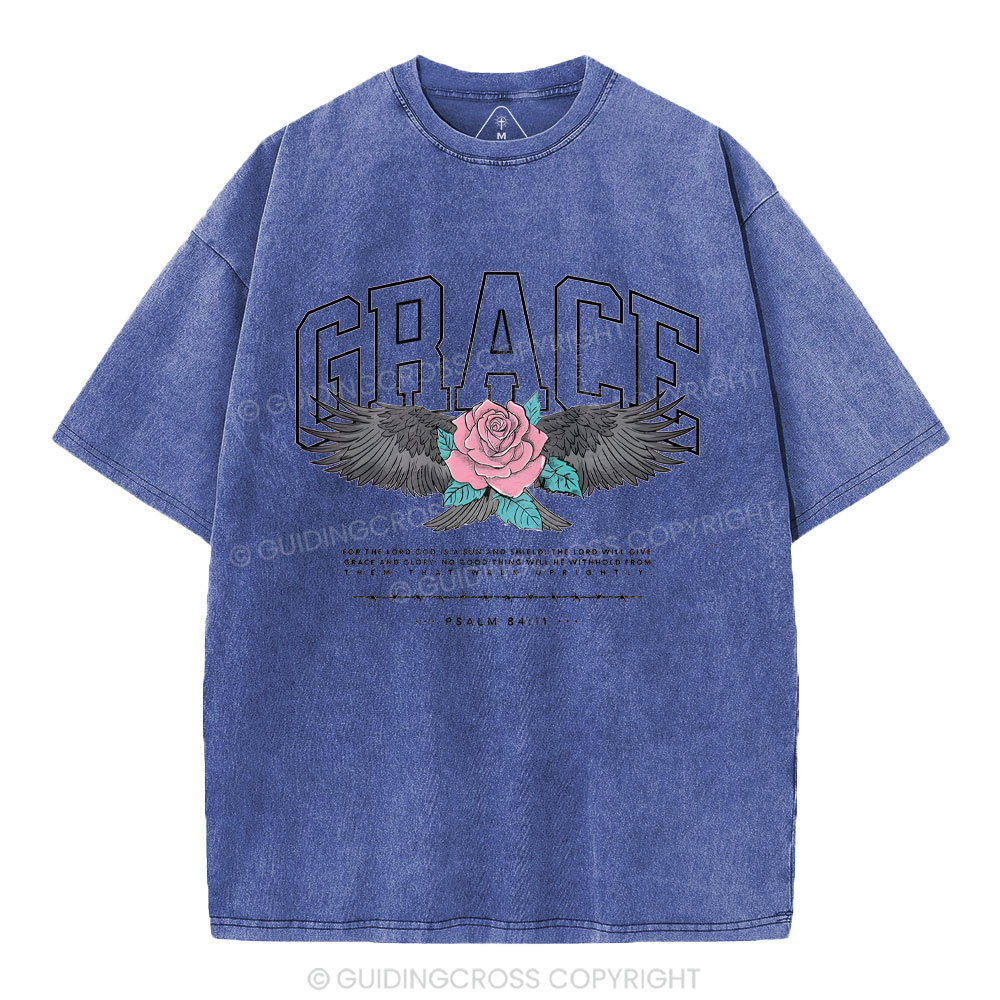 Grace With Flower Christian Washed T-Shirt