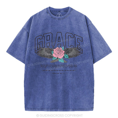 Grace With Flower Christian Washed T-Shirt