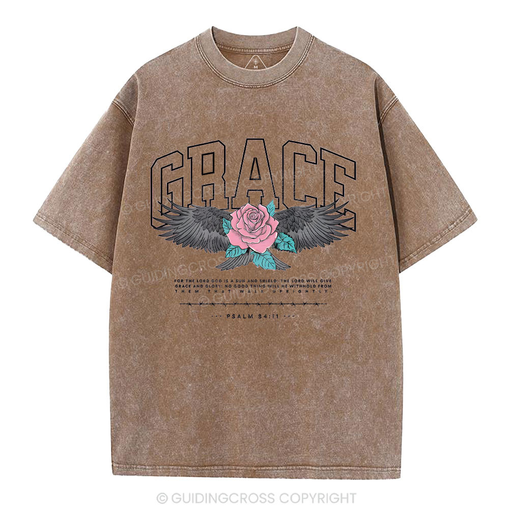 Grace With Flower Christian Washed T-Shirt