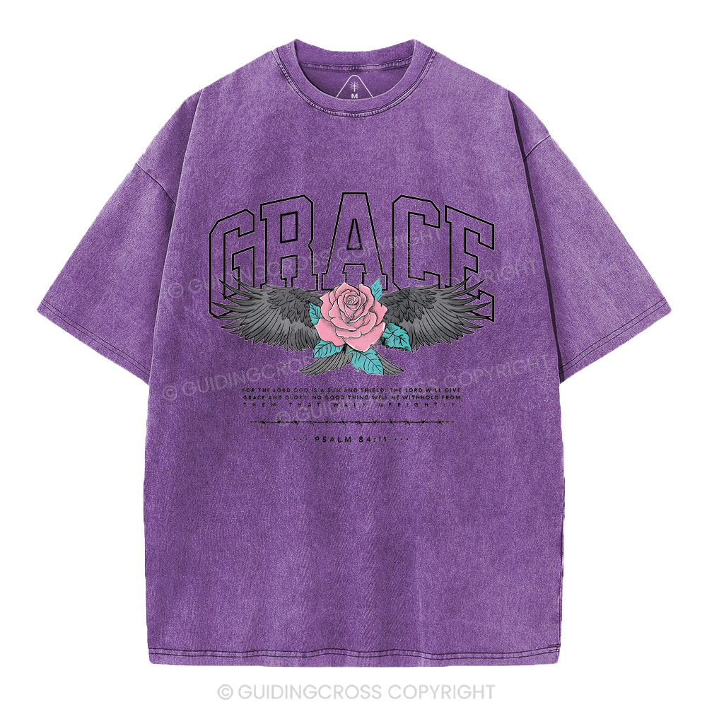 Grace With Flower Christian Washed T-Shirt