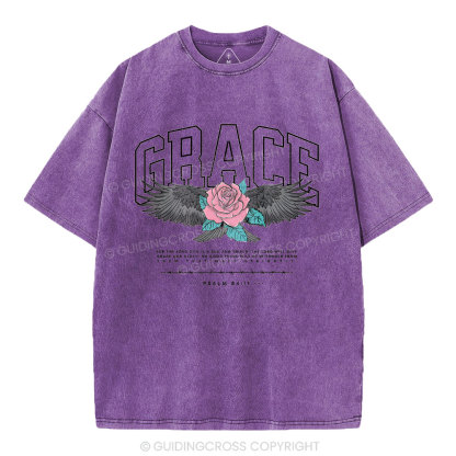 Grace With Flower Christian Washed T-Shirt