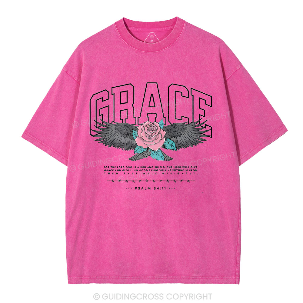 Grace With Flower Christian Washed T-Shirt