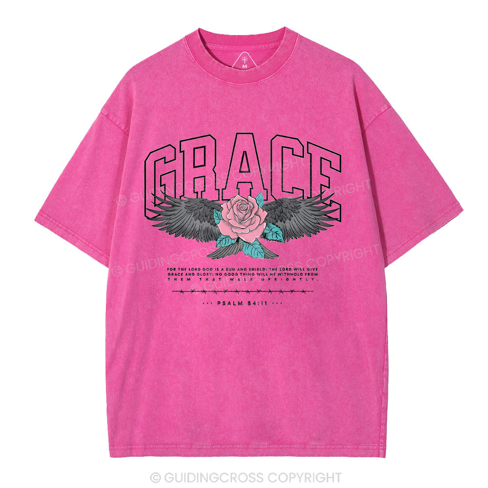 Grace With Flower Christian Washed T-Shirt
