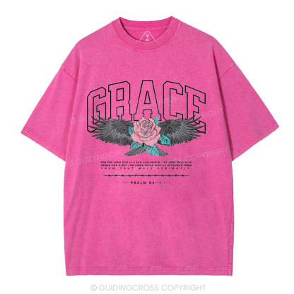Grace With Flower Christian Washed T-Shirt