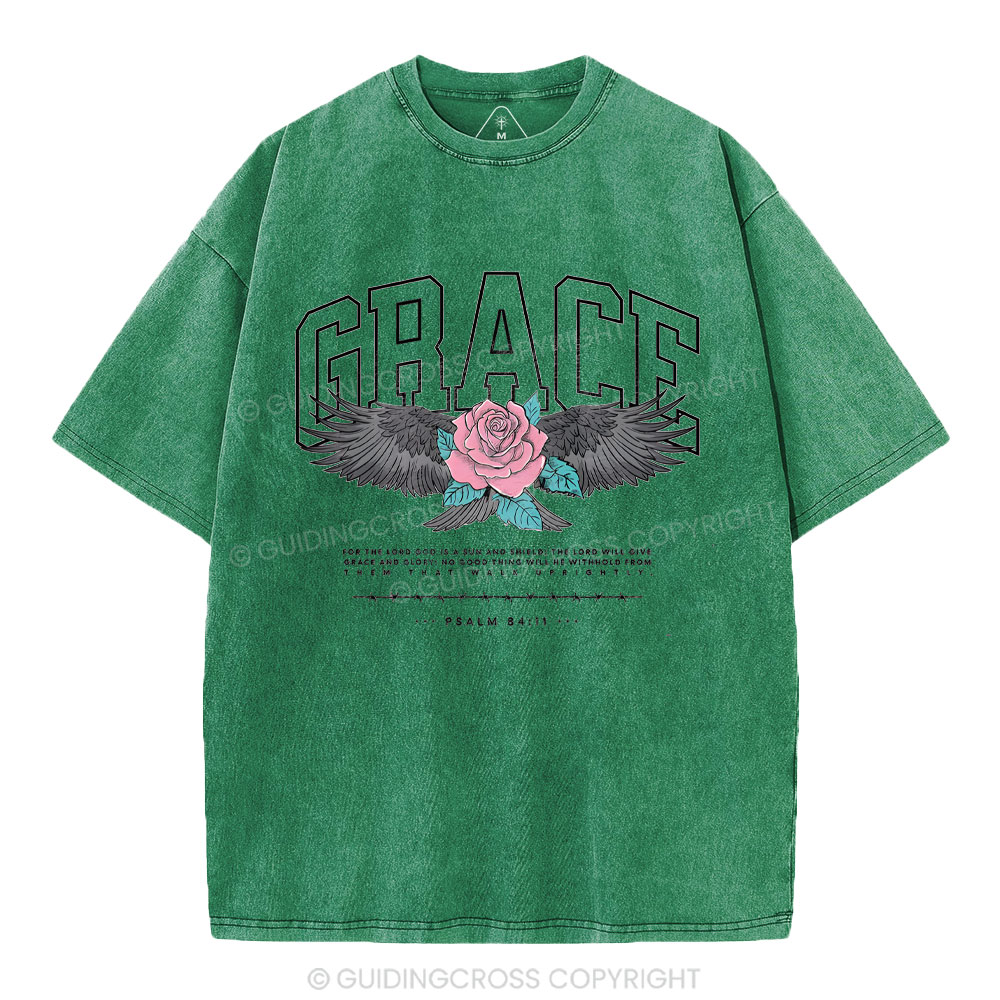 Grace With Flower Christian Washed T-Shirt