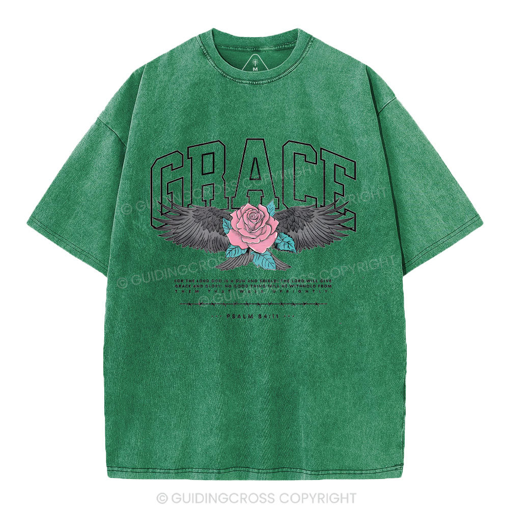 Grace With Flower Christian Washed T-Shirt