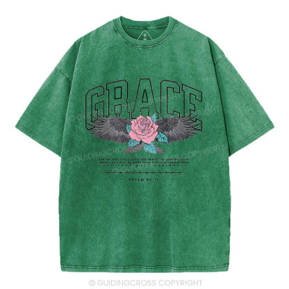 Grace With Flower Christian Washed T-Shirt
