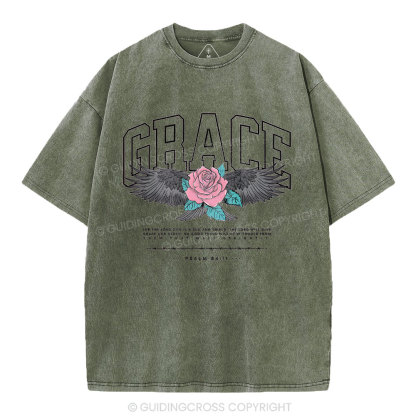 Grace With Flower Christian Washed T-Shirt