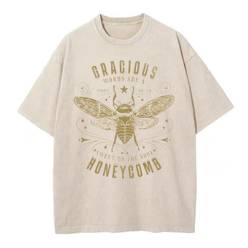 Gracious Words Are A Sweet To The Soul Honeycomb Christian Washed T-Shirt