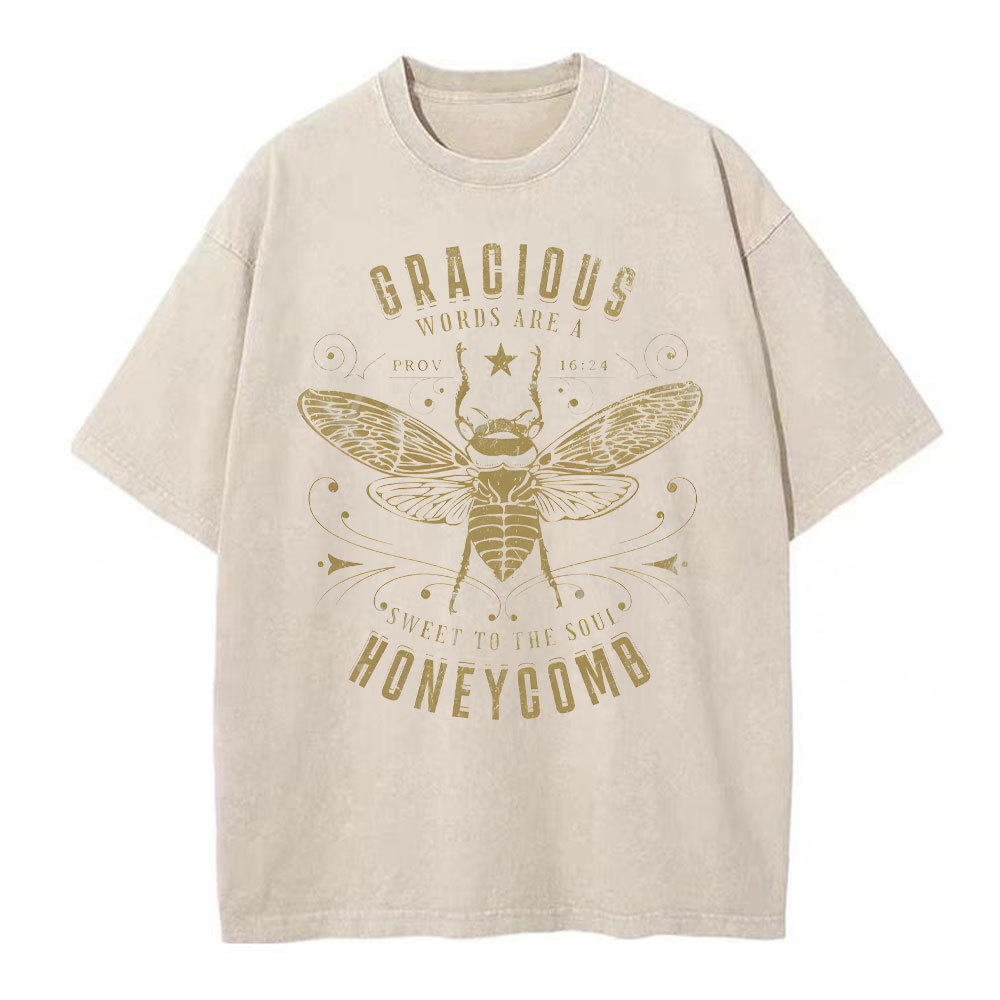 Gracious Words Are A Sweet To The Soul Honeycomb Christian Washed T-Shirt