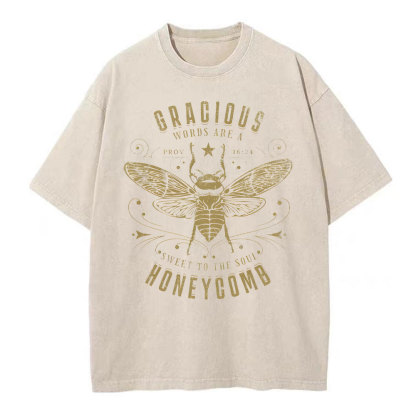 Gracious Words Are A Sweet To The Soul Honeycomb Christian Washed T-Shirt