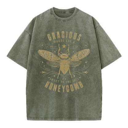 Gracious Words Are A Sweet To The Soul Honeycomb Christian Washed T-Shirt