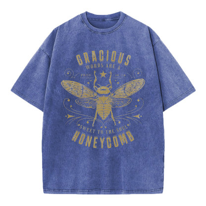 Gracious Words Are A Sweet To The Soul Honeycomb Christian Washed T-Shirt