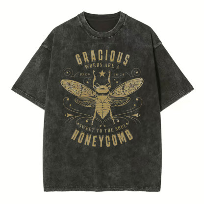 Gracious Words Are A Sweet To The Soul Honeycomb Christian Washed T-Shirt