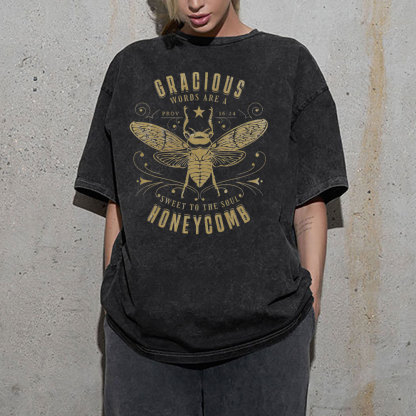 Gracious Words Are A Sweet To The Soul Honeycomb Christian Washed T-Shirt