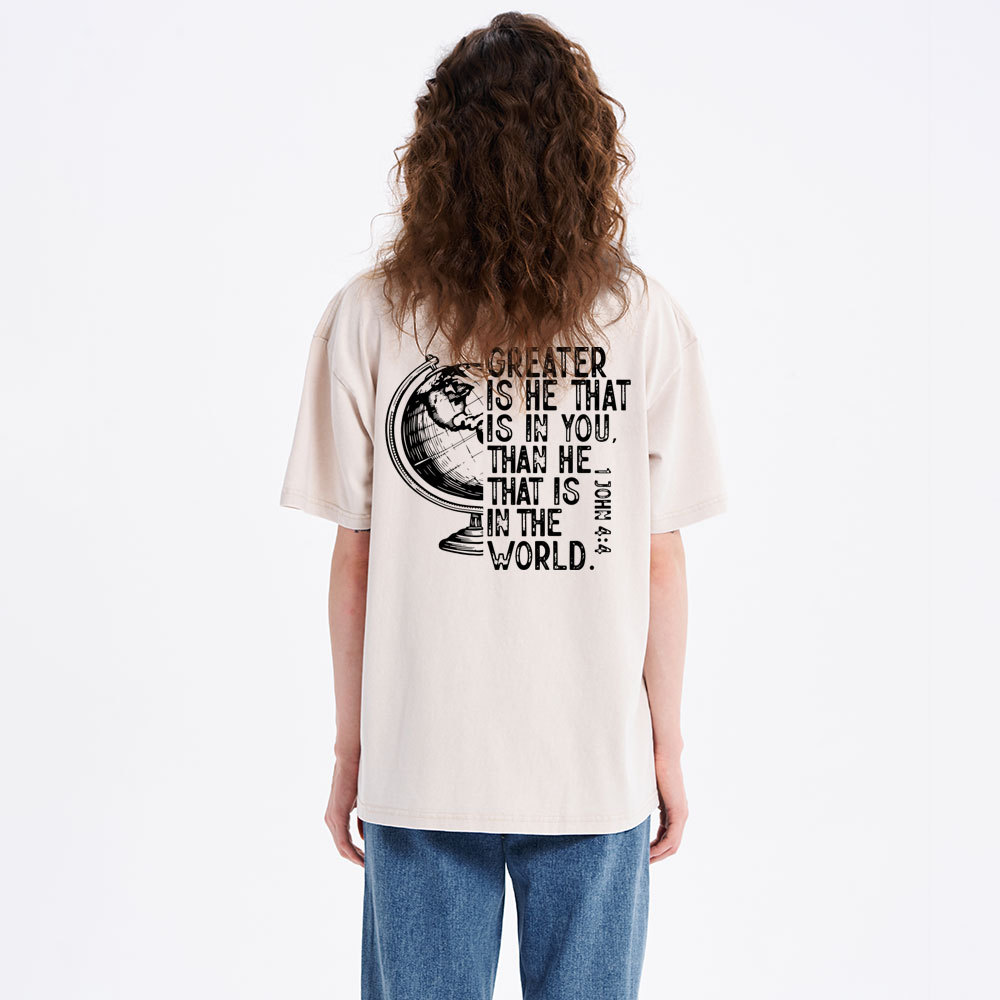 Greater Is He That Is In You Christian  Washed T-Shirt