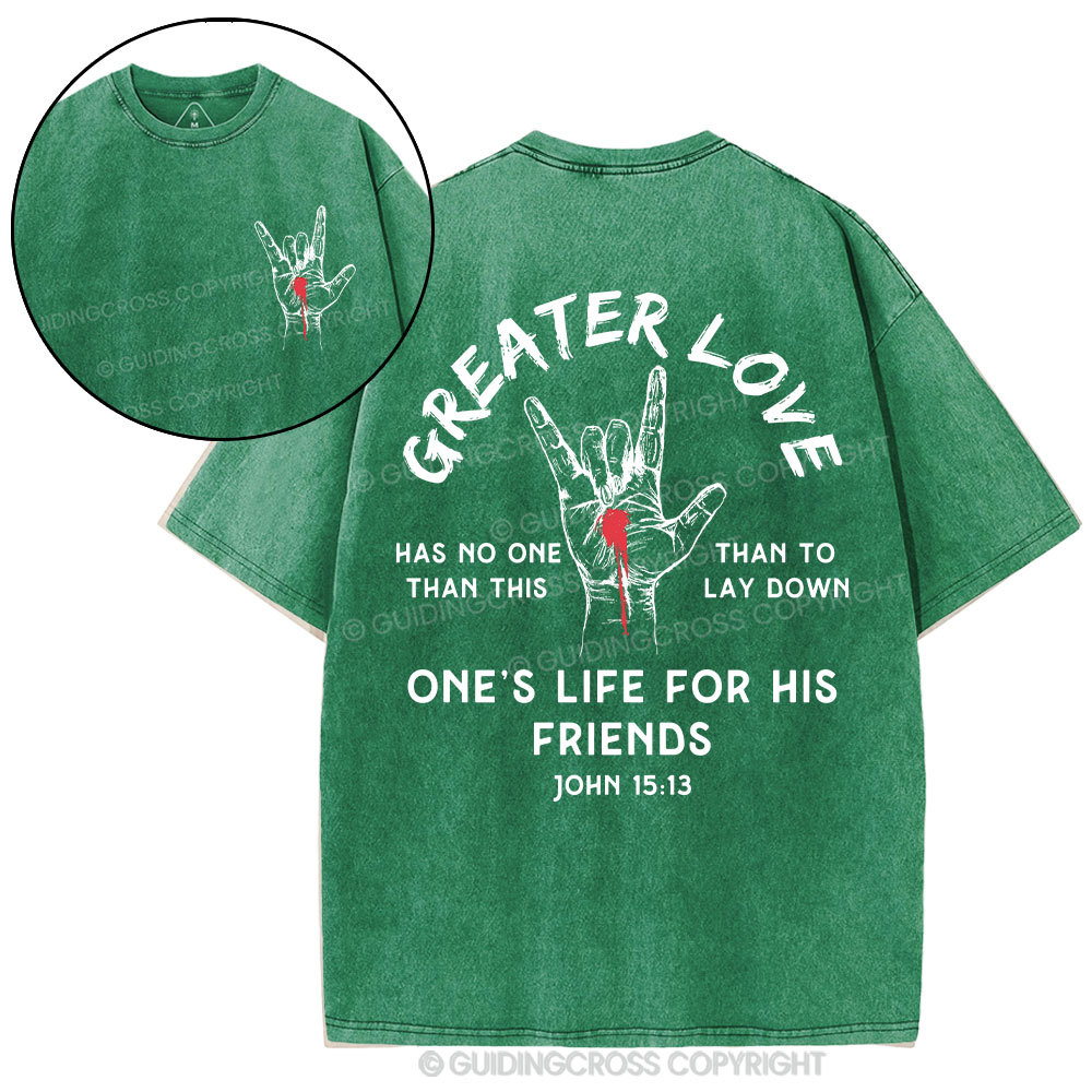 Greater Love Christian Washed T-Shirt