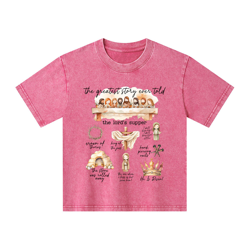 Greatest Story Ever Told Christian Kid Washed T-Shirt