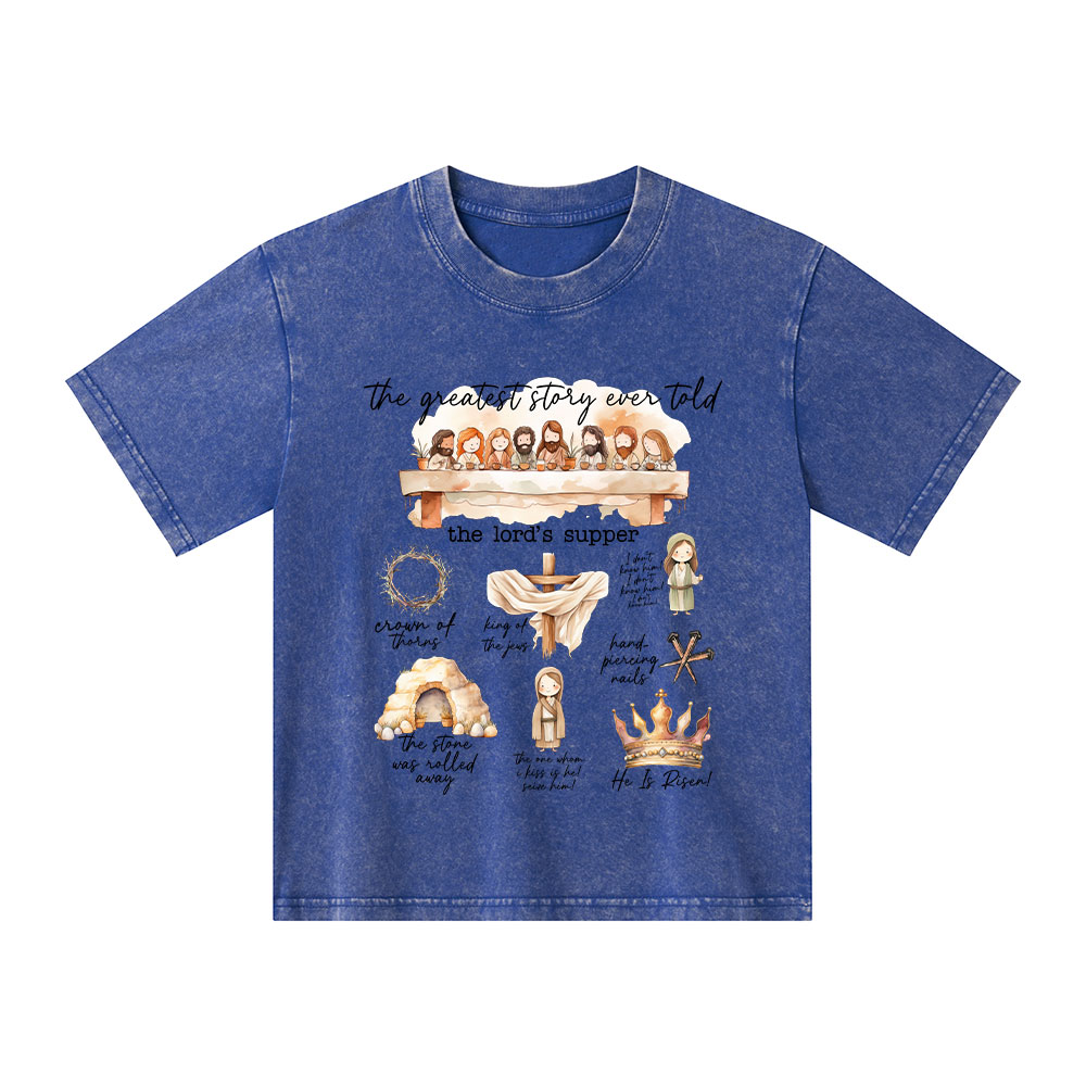 Greatest Story Ever Told Christian Kid Washed T-Shirt