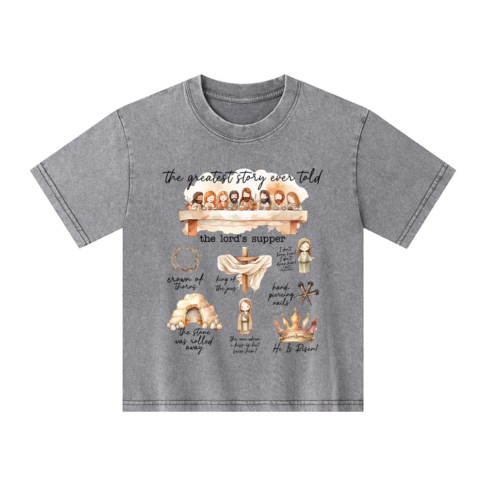 Greatest Story Ever Told Christian Kid Washed T-Shirt