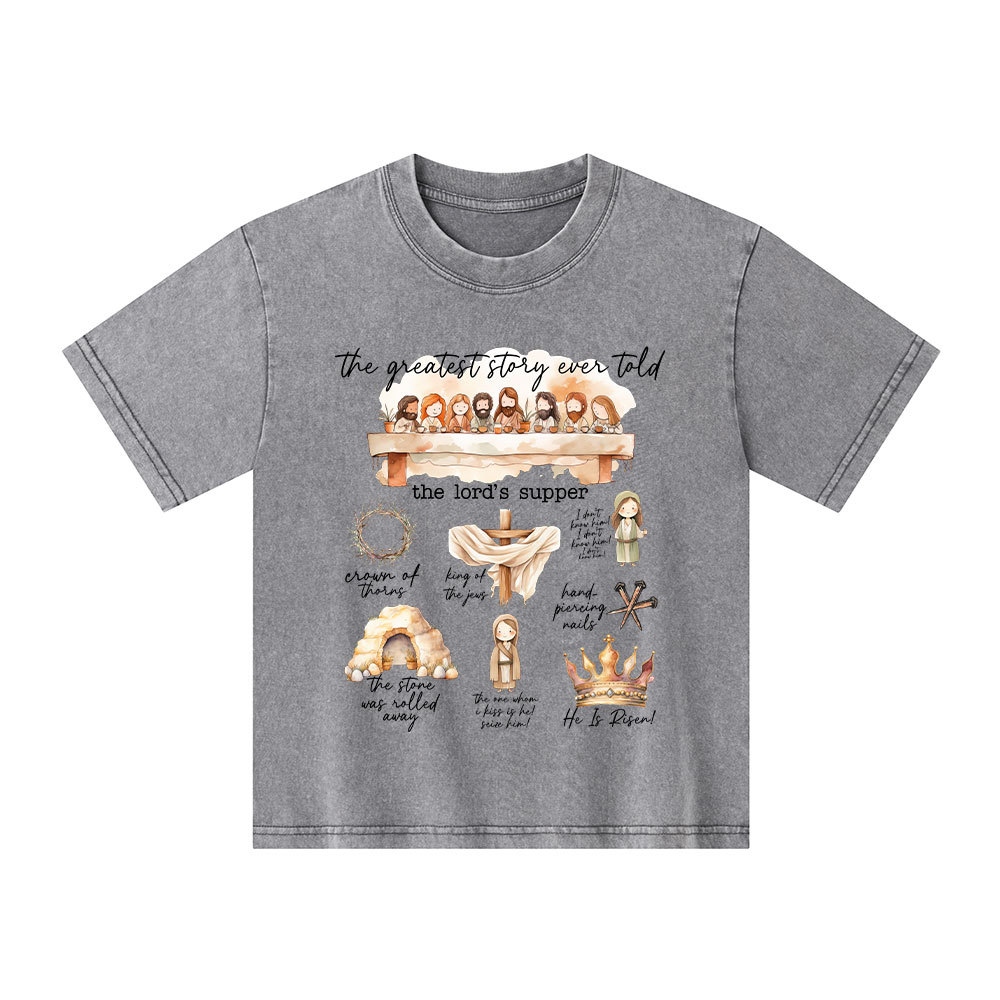 Greatest Story Ever Told Christian Kid Washed T-Shirt