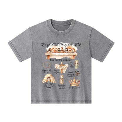 Greatest Story Ever Told Christian Kid Washed T-Shirt