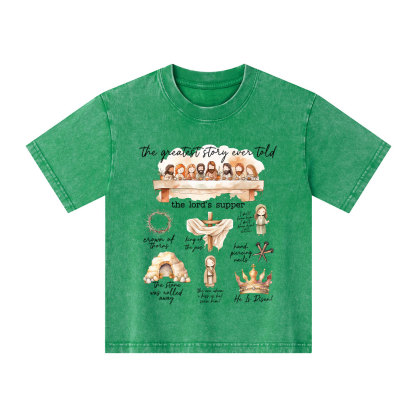 Greatest Story Ever Told Christian Kid Washed T-Shirt