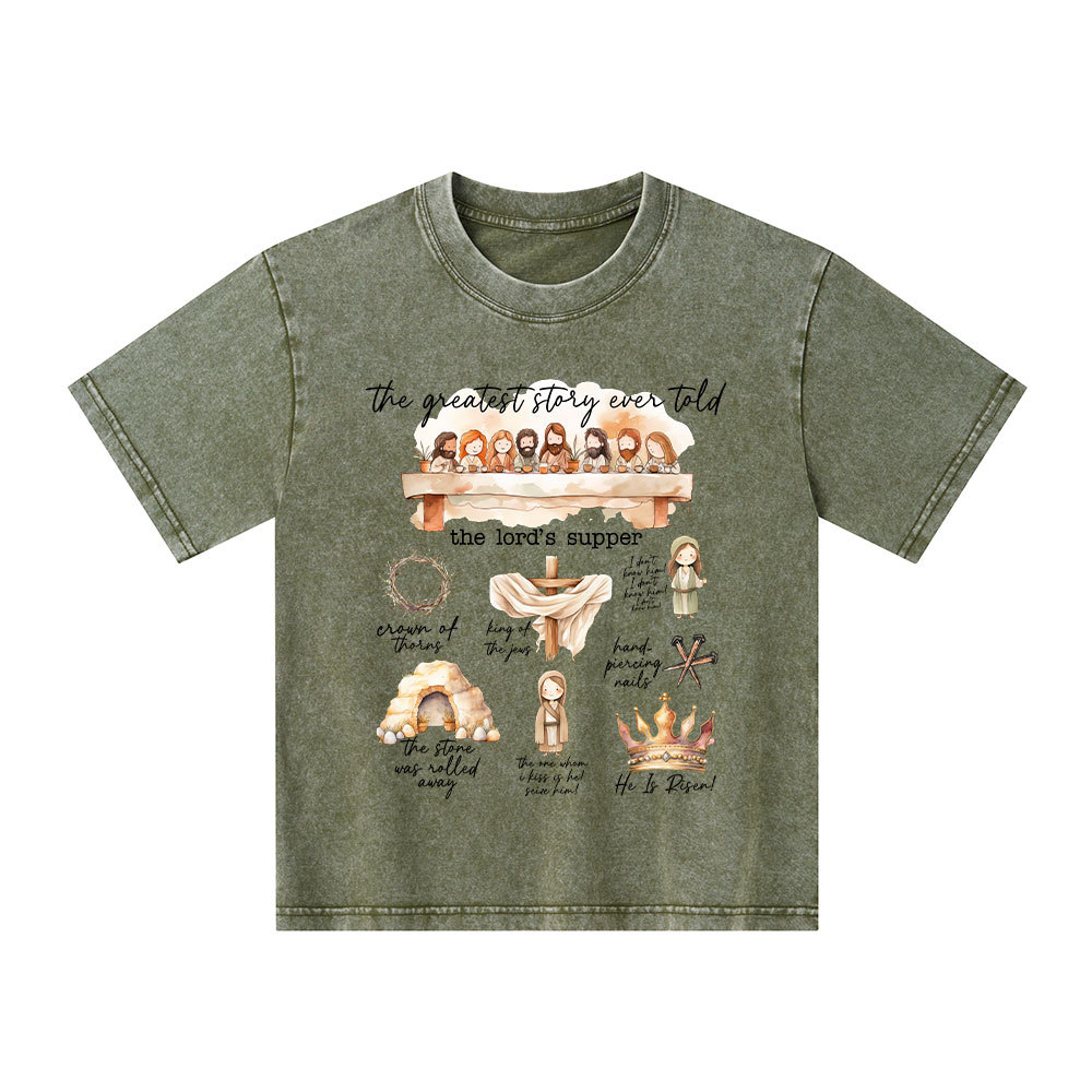 Greatest Story Ever Told Christian Kid Washed T-Shirt