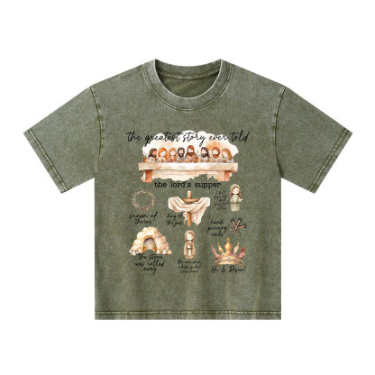 Greatest Story Ever Told Christian Kid Washed T-Shirt