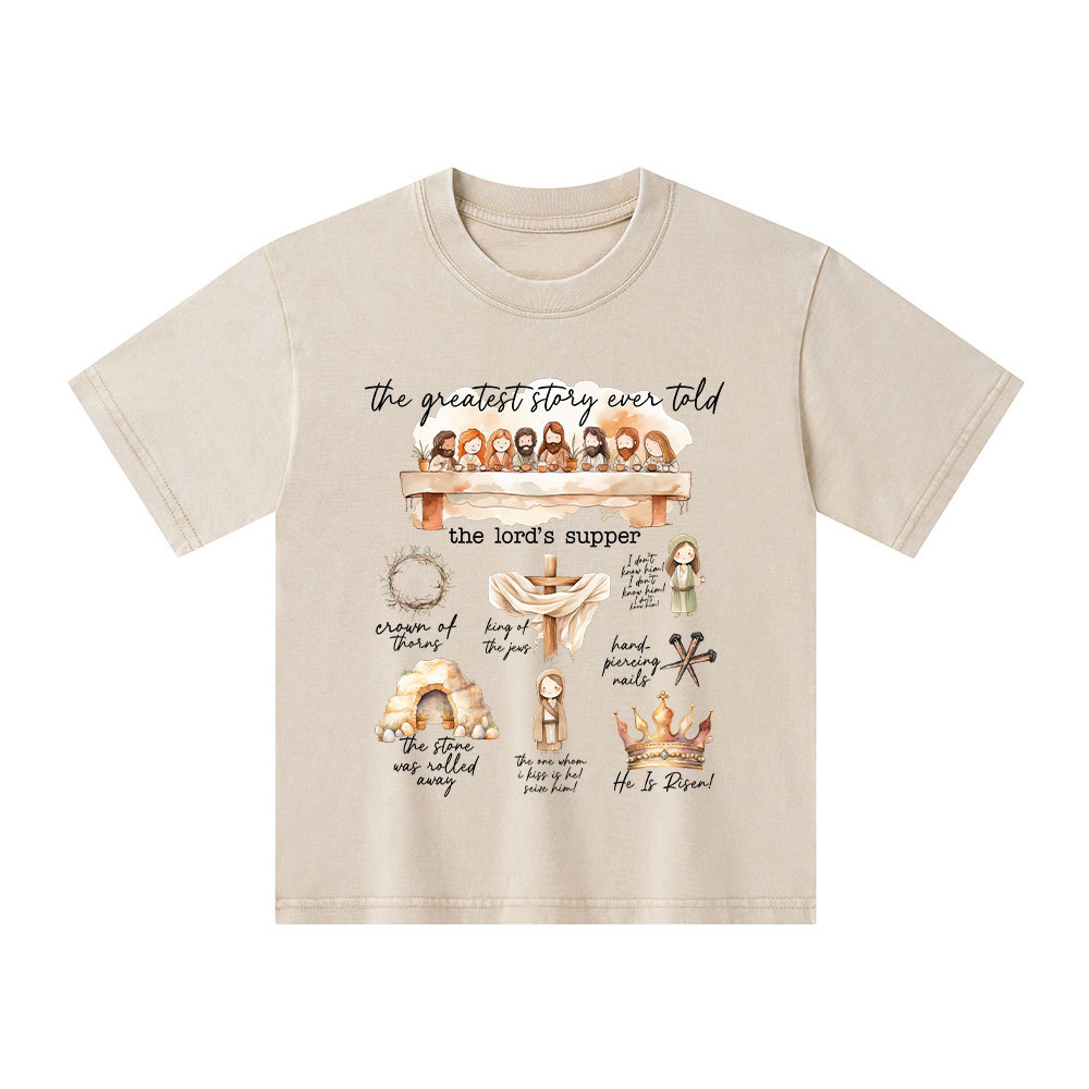 Greatest Story Ever Told Christian Kid Washed T-Shirt