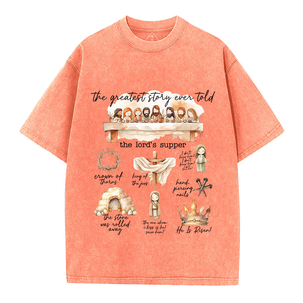 Greatest Story Ever Told Christian Washed T-Shirt