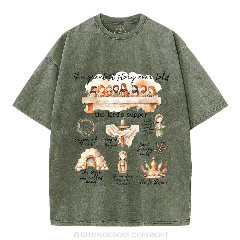 Greatest Story Ever Told Christian Washed T-Shirt