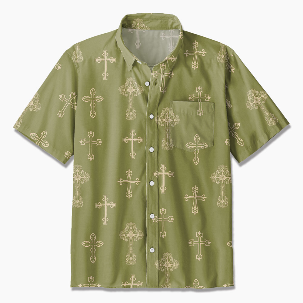 Green Cross Christian Hawaiian Shirt