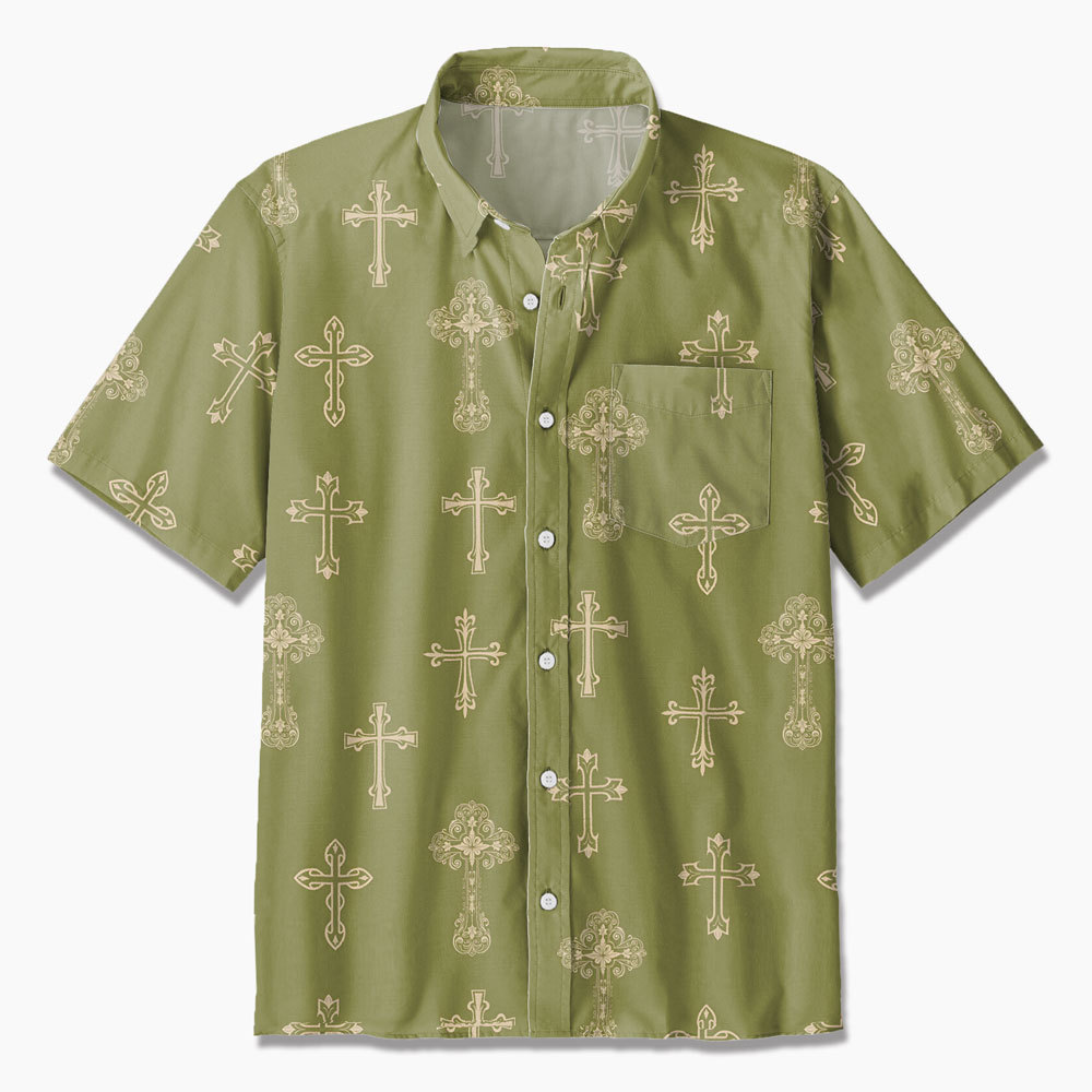 Green Cross Christian Hawaiian Shirt