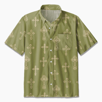 Green Cross Christian Hawaiian Shirt