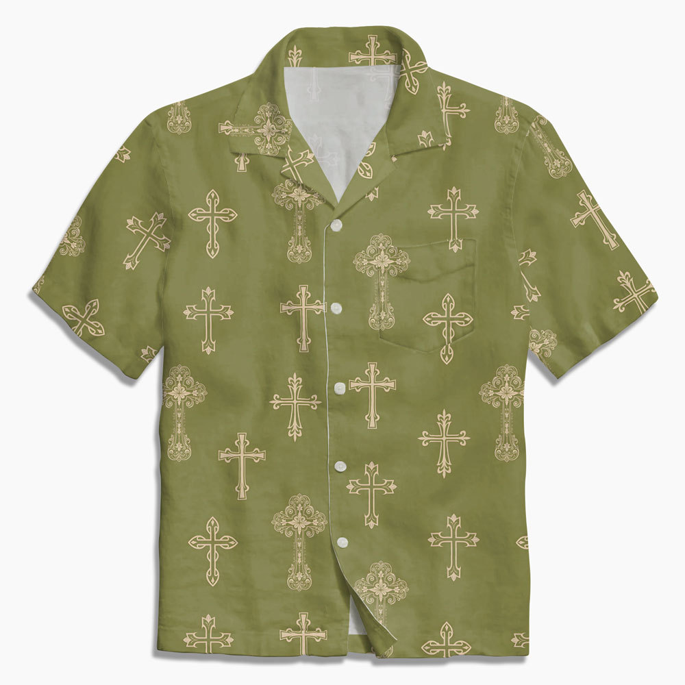 Green Cross Christian Hawaiian Shirt