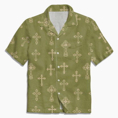 Green Cross Christian Hawaiian Shirt