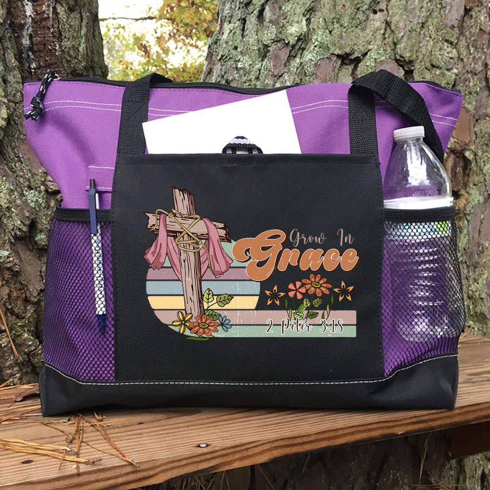 Grow In Grace Christian Tote Bag