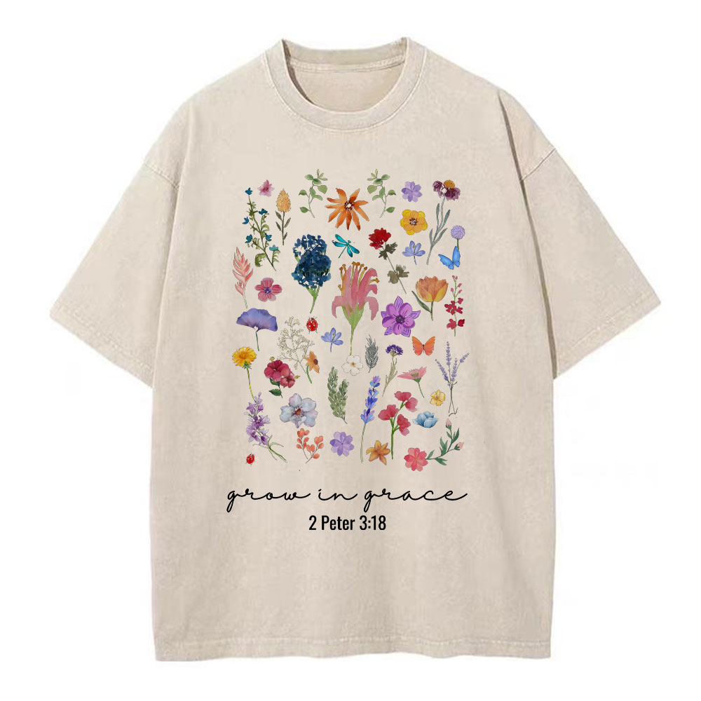 Grow In Grace Christian Washed T-Shirt