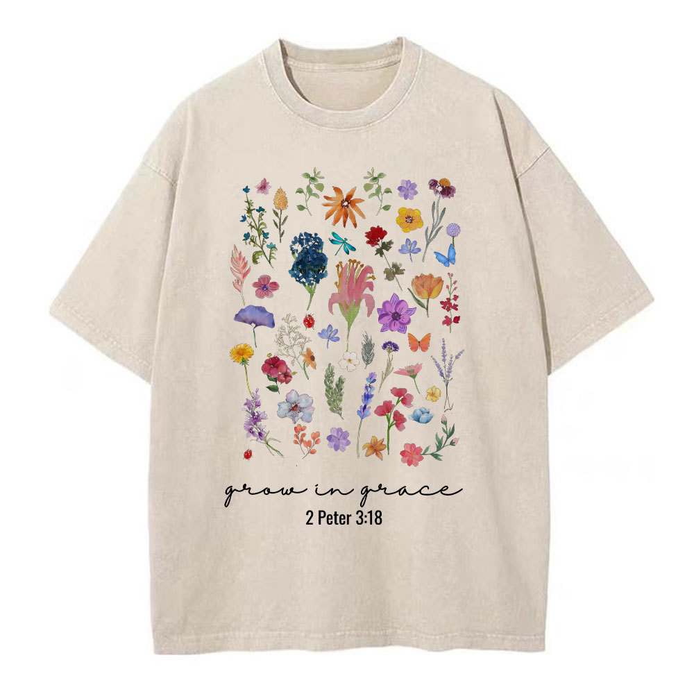 Grow In Grace Christian Washed T-Shirt