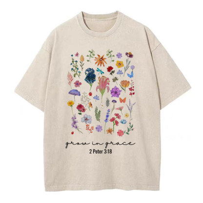 Grow In Grace Christian Washed T-Shirt