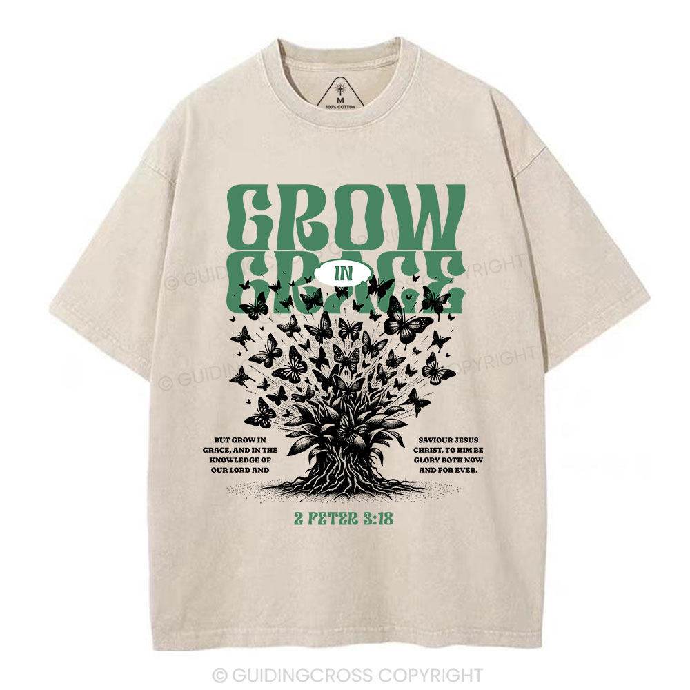 Grow In Grace Christian Washed T-Shirt