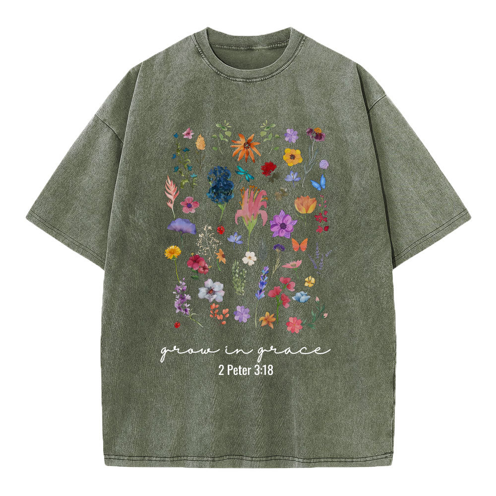 Grow In Grace Christian Washed T-Shirt
