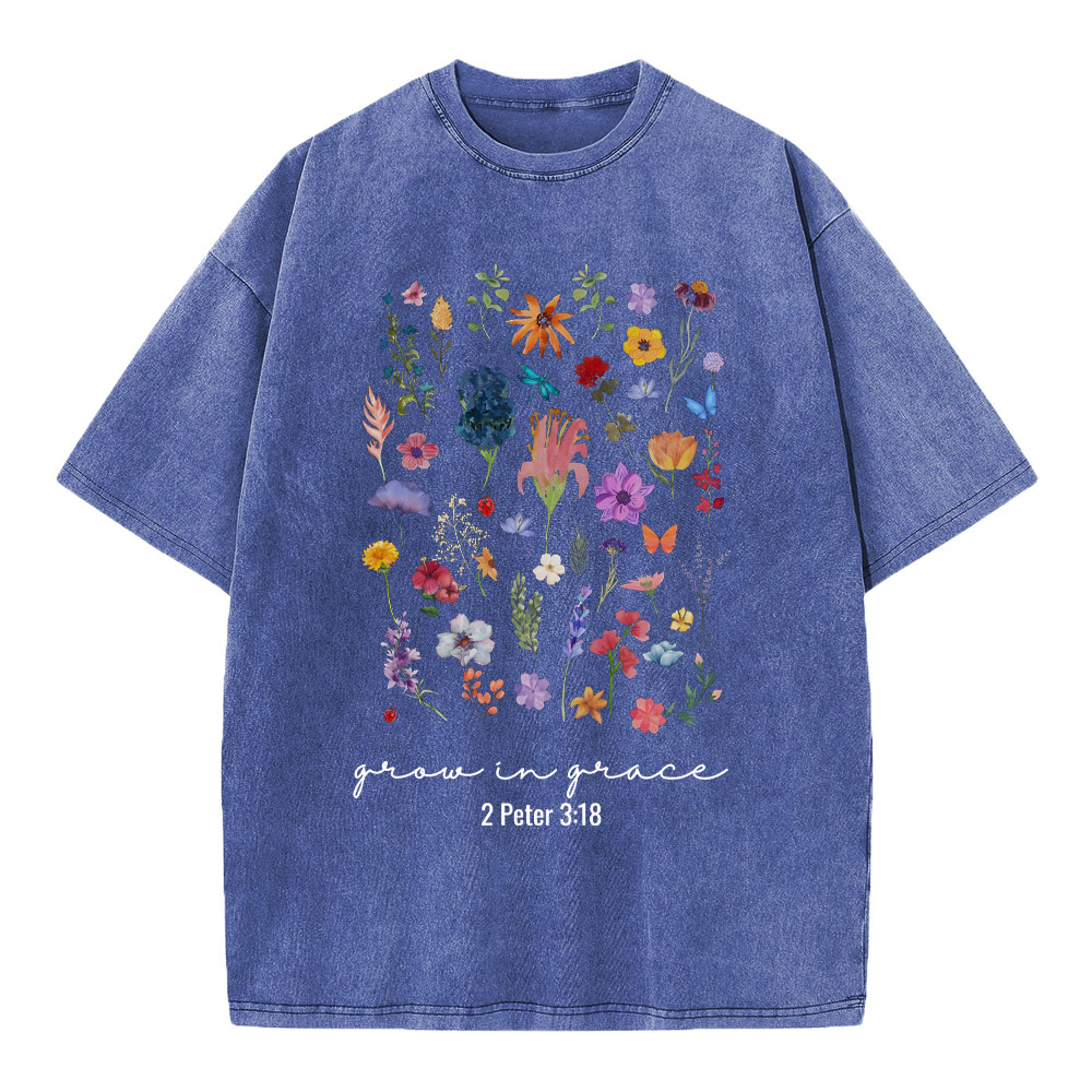 Grow In Grace Christian Washed T-Shirt