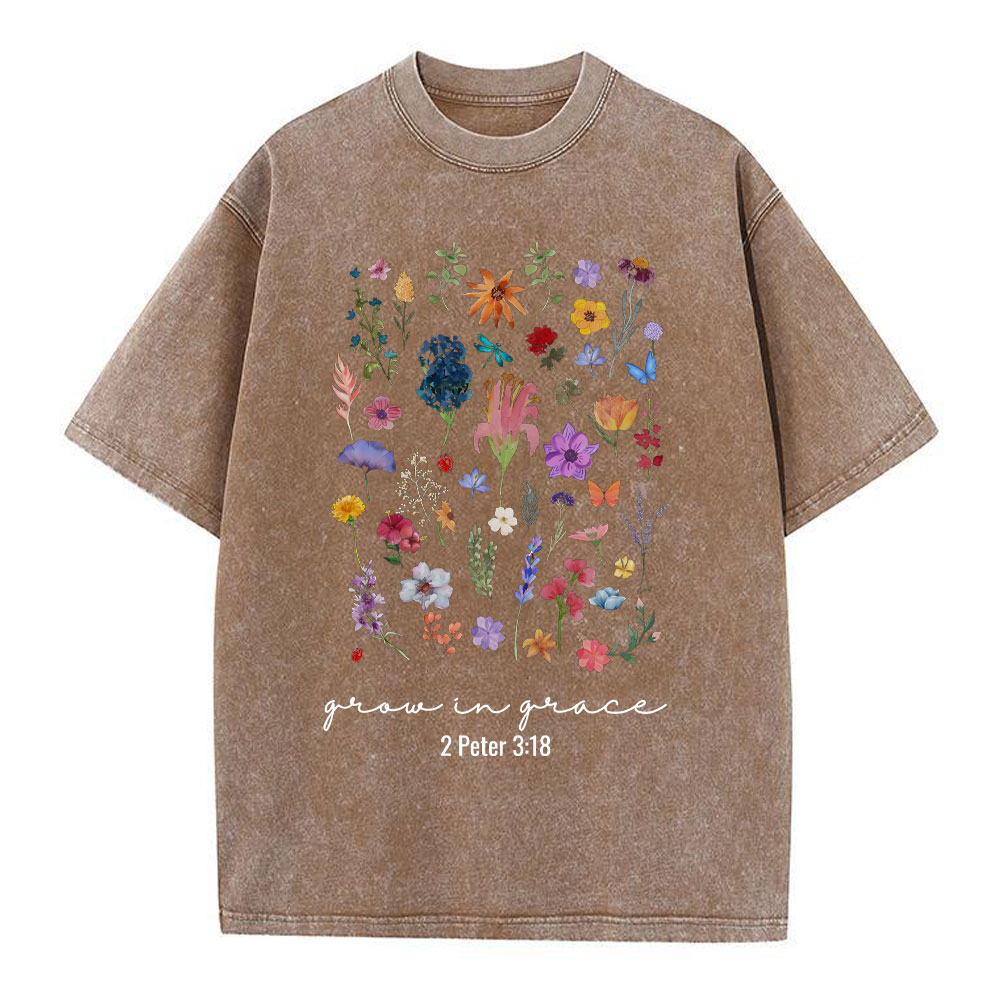Grow In Grace Christian Washed T-Shirt