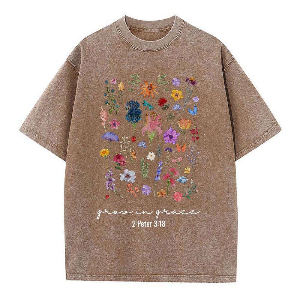 Grow In Grace Christian Washed T-Shirt