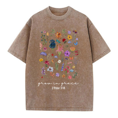 Grow In Grace Christian Washed T-Shirt